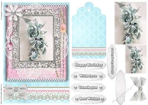 Shabby Chic Quick Card with gems tag, and lace