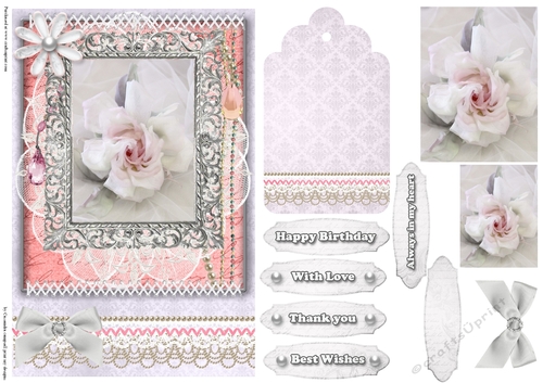 Shabby Chic Quick Card with gems tag, and lace