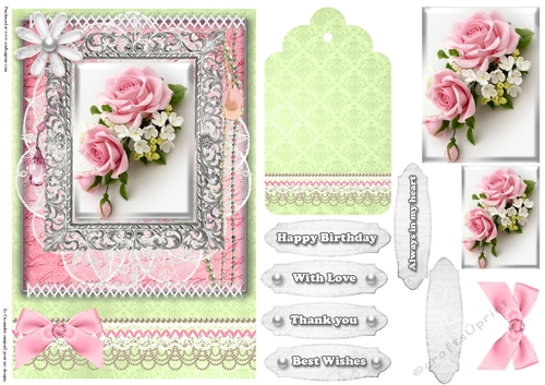 Shabby Chic Quick Card with gems tag, and lace