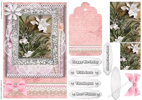 Shabby Chic Quick Card with gems tag, and lace