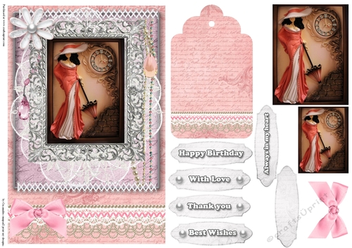 Shabby Chic Quick Card with gems tag, and lace