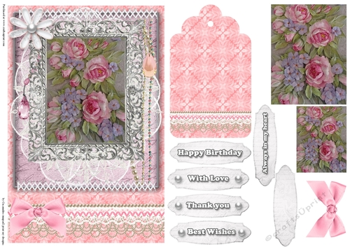 Shabby Chic Quick Card with gems tag, and lace