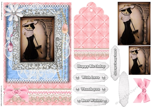 Shabby Chic Quick Card with gems tag, and lace