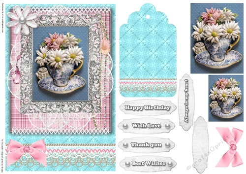 Shabby Chic Quick Card with gems tag, and lace