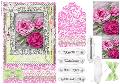 Shabby Chic Quick Card with gems tag, and lace