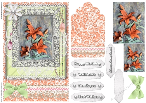 Shabby Chic Quick Card with gems tag, and lace