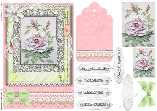 Shabby Chic Quick Card with gems tag, and lace