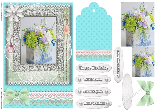 Shabby Chic Quick Card with gems tag, and lace