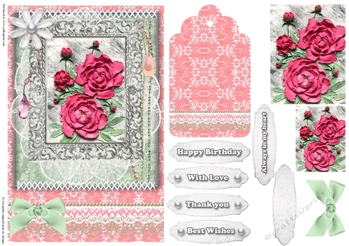 Shabby Chic Quick Card with gems tag, and lace