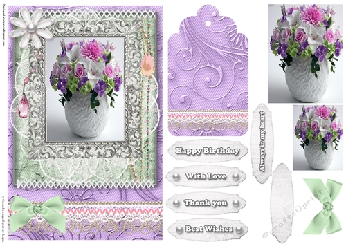 Shabby Chic Quick Card with gems tag, and lace