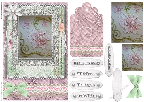 Shabby Chic Quick Card with gems tag, and lace