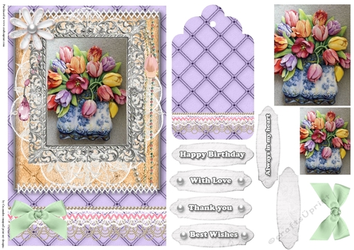 Shabby Chic Quick Card with gems tag, and lace