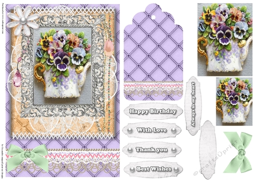 Shabby Chic Quick Card with gems tag, and lace