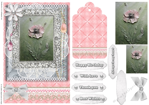 Shabby Chic Quick Card with gems tag, and lace