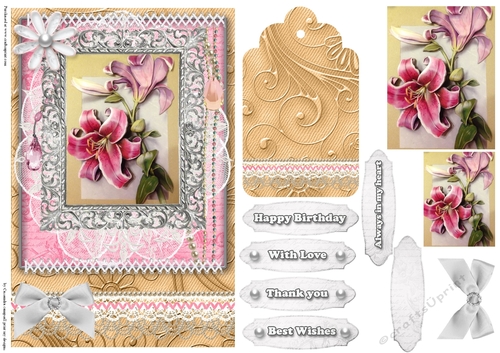 Shabby Chic Quick Card with gems tag, and lace