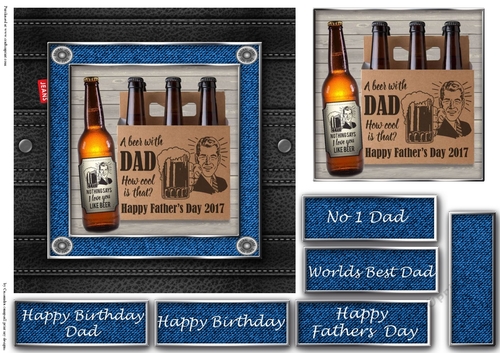 Fathers day leather and denim quick cards