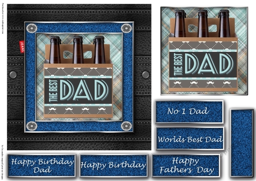 Fathers day leather and denim quick cards