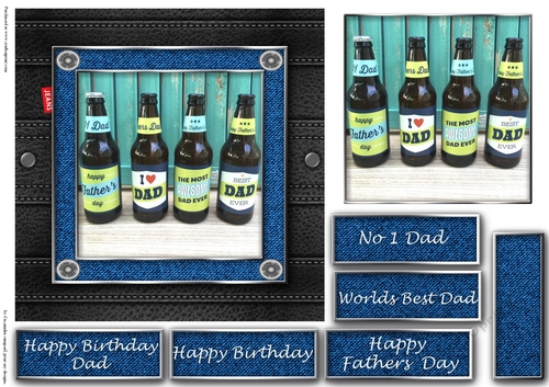 Fathers day leather and denim quick cards