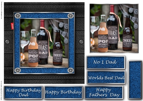 Fathers day leather and denim quick cards