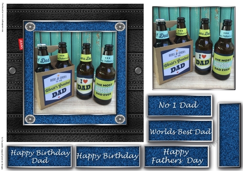 Fathers day leather and denim quick cards