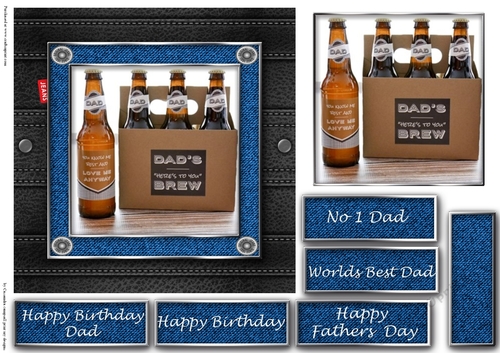 Fathers day leather and denim quick cards