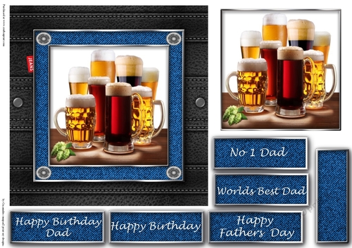 Fathers day leather and denim quick cards