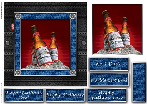 Fathers day leather and denim quick cards