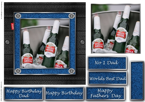 Fathers day leather and denim quick cards