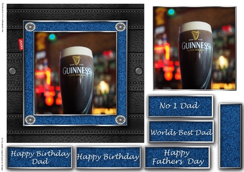Fathers day leather and denim quick cards