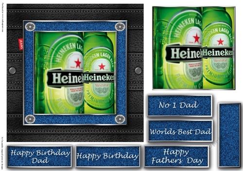 Fathers day leather and denim quick cards