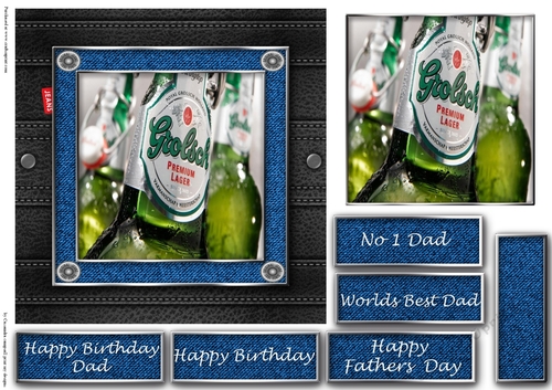 Fathers day leather and denim quick cards
