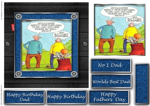 Fathers day leather and denim quick cards