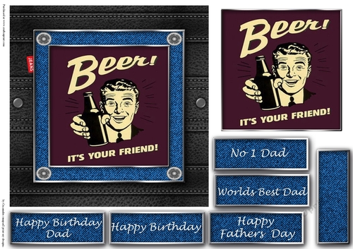 Fathers day leather and denim quick cards