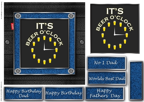 Fathers day leather and denim quick cards