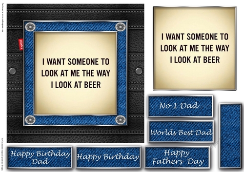 Fathers day leather and denim quick cards