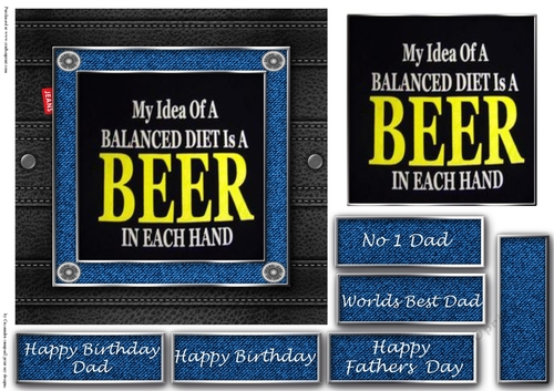 Fathers day leather and denim quick cards