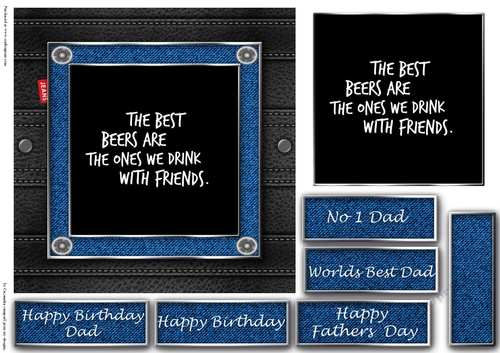 Fathers day leather and denim quick cards