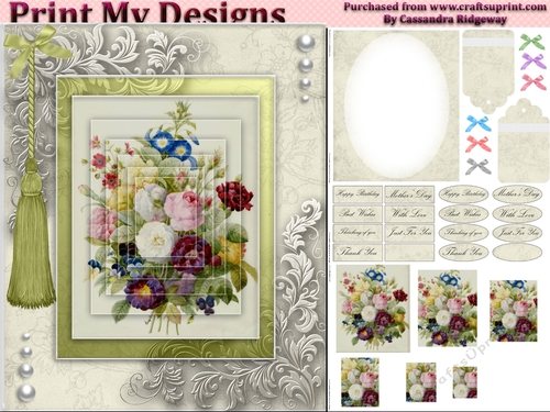 floral mini kit pyramid layers tag insert and background