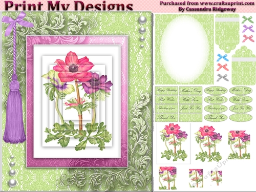 floral mini kit pyramid layers tag insert and background