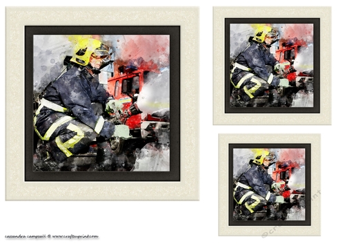 water color Toppers collection - fireman
