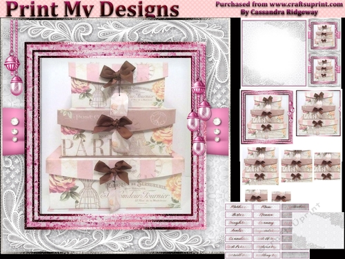 Happy Birthday thank you with love pyramid mini kit with lilac shabby chic