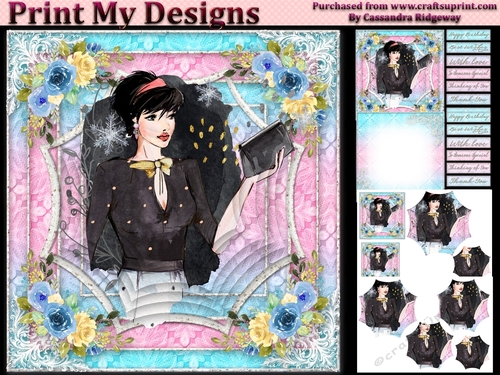 ladies multi purpose card Happy Birthday thank you