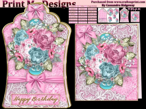 ladies multi purpose tag card Happy Birthday thank you