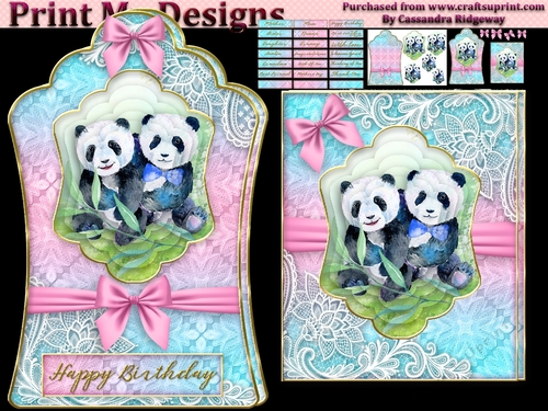 ladies multi purpose tag card Happy Birthday thank you