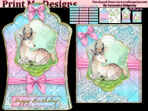 ladies multi purpose tag card Happy Birthday thank you