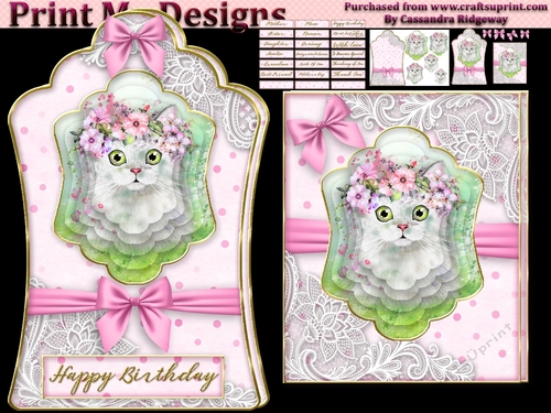 ladies multi purpose tag card Happy Birthday thank you