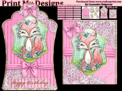 ladies multi purpose tag card Happy Birthday thank you