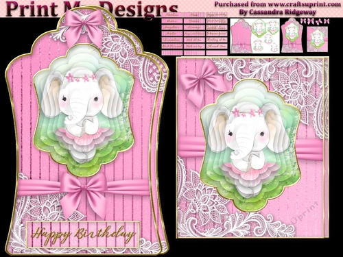 ladies multi purpose tag card Happy Birthday thank you