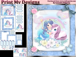 birthday card with cute flowers mermaid