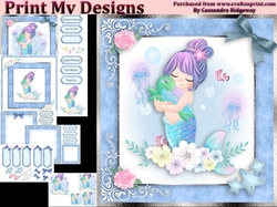 birthday card with cute flowers mermaid